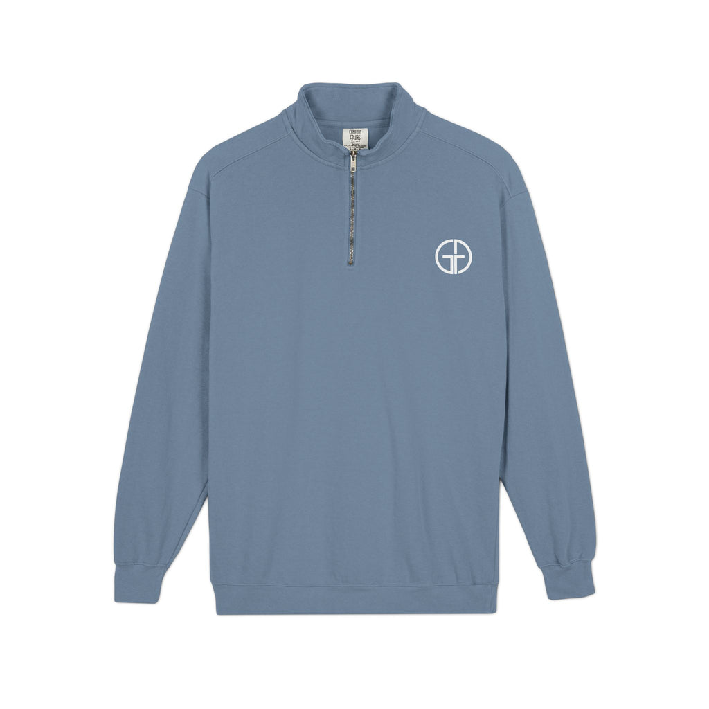 Minimal Circle Logo Quarter-Zip Sweatshirt | Small Chest Emblem