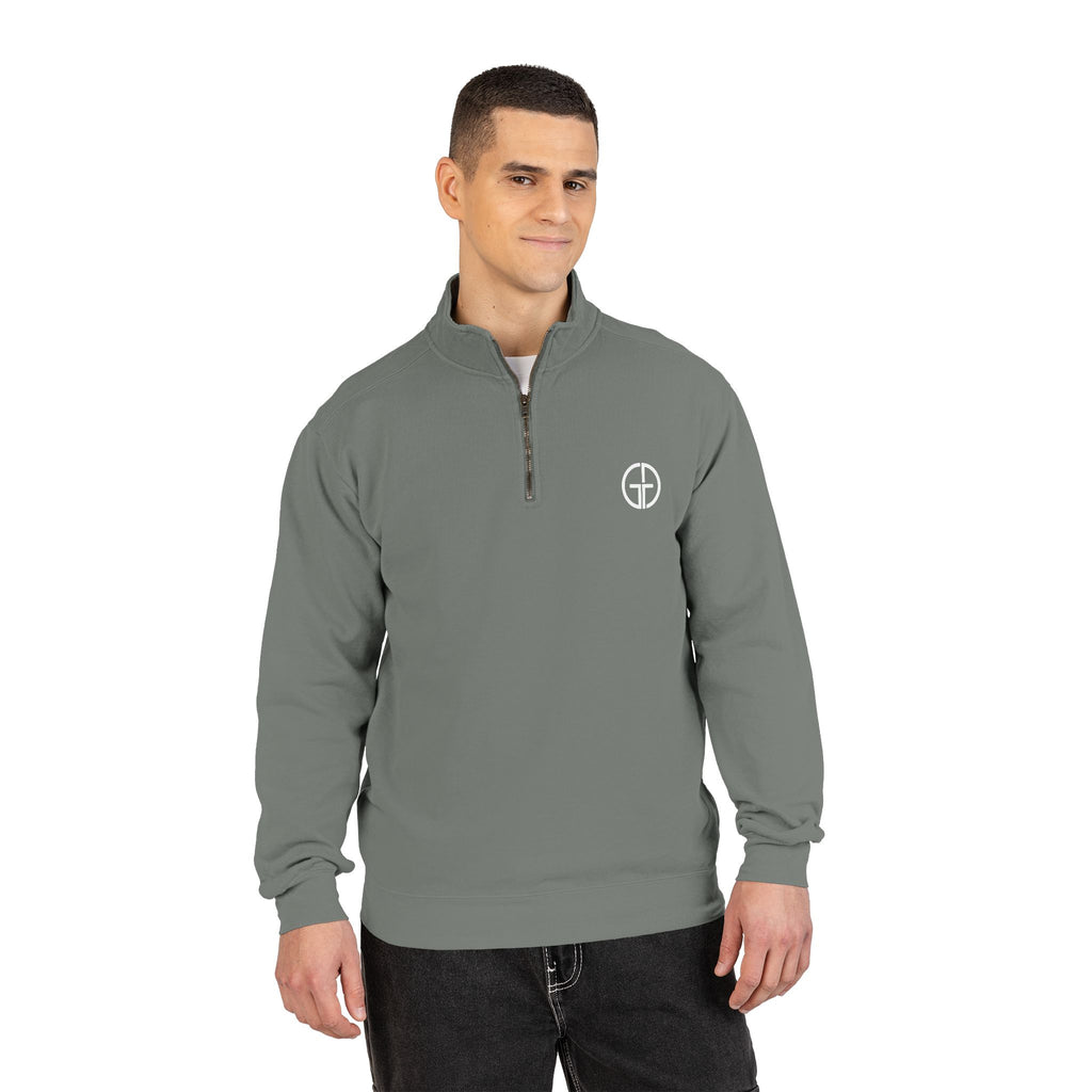 Minimal Circle Logo Quarter-Zip Sweatshirt | Small Chest Emblem
