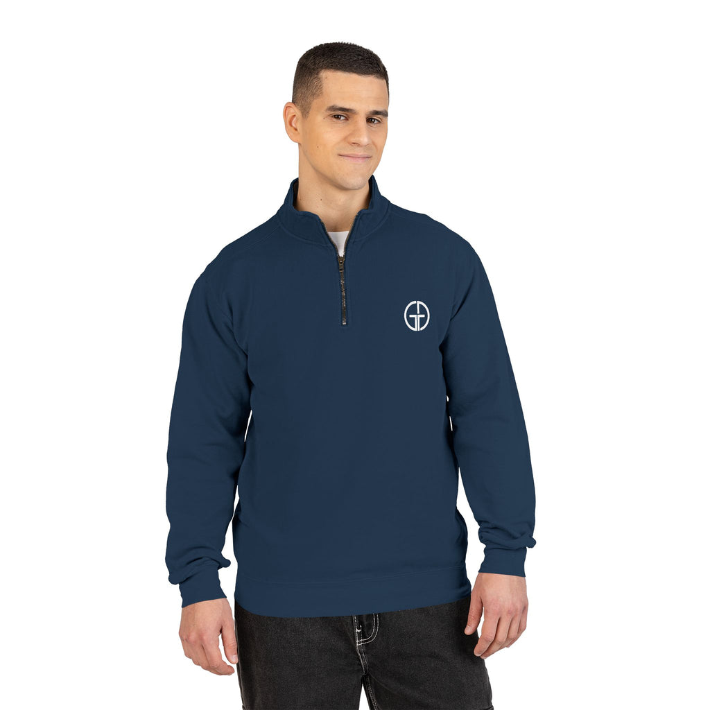Minimal Circle Logo Quarter-Zip Sweatshirt | Small Chest Emblem