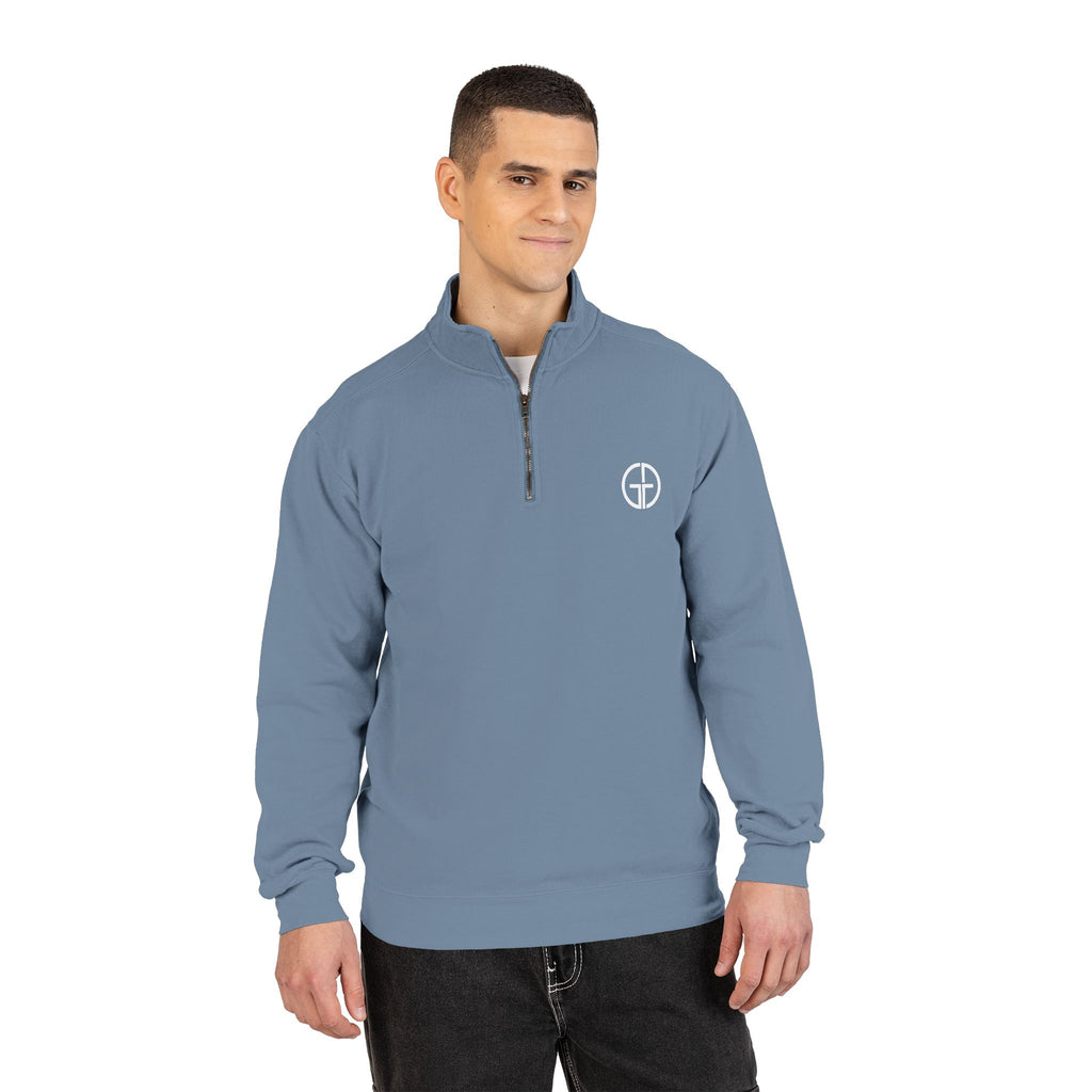Minimal Circle Logo Quarter-Zip Sweatshirt | Small Chest Emblem